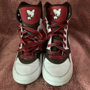 Vintage Nike White, Black  and Red High-Top Sneakers with Cartoon Design